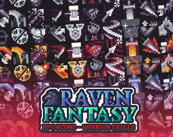 Raven Fantasy - Pixel Art RPG Icons - Warrior Skills by Clockwork Raven