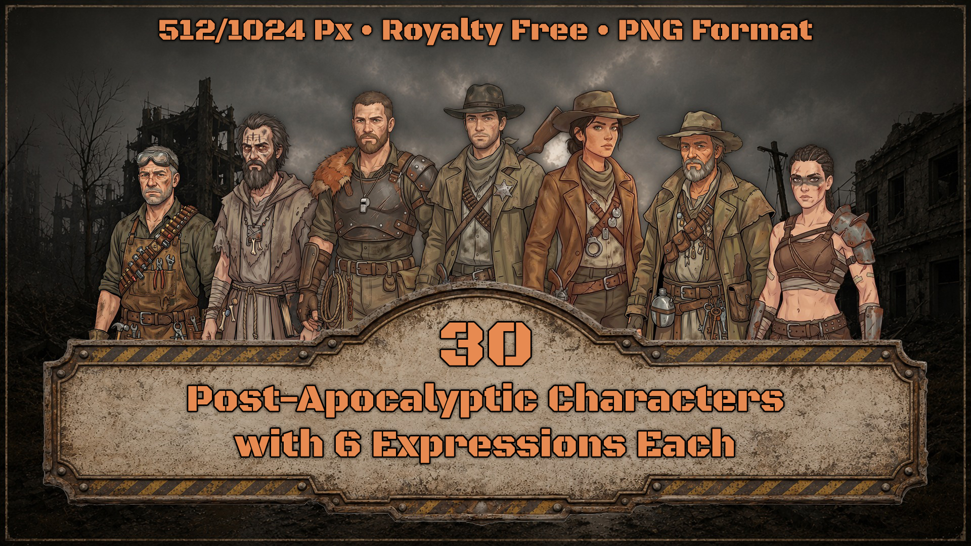 30 Post-Apocalyptic Characters with 6 Expression Each - Visual Novel ...