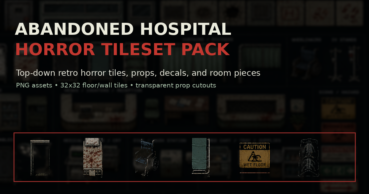 Horror Lab Tile Set Abandoned Hospital Horror Tileset Pack by CypherSyntaxDesign