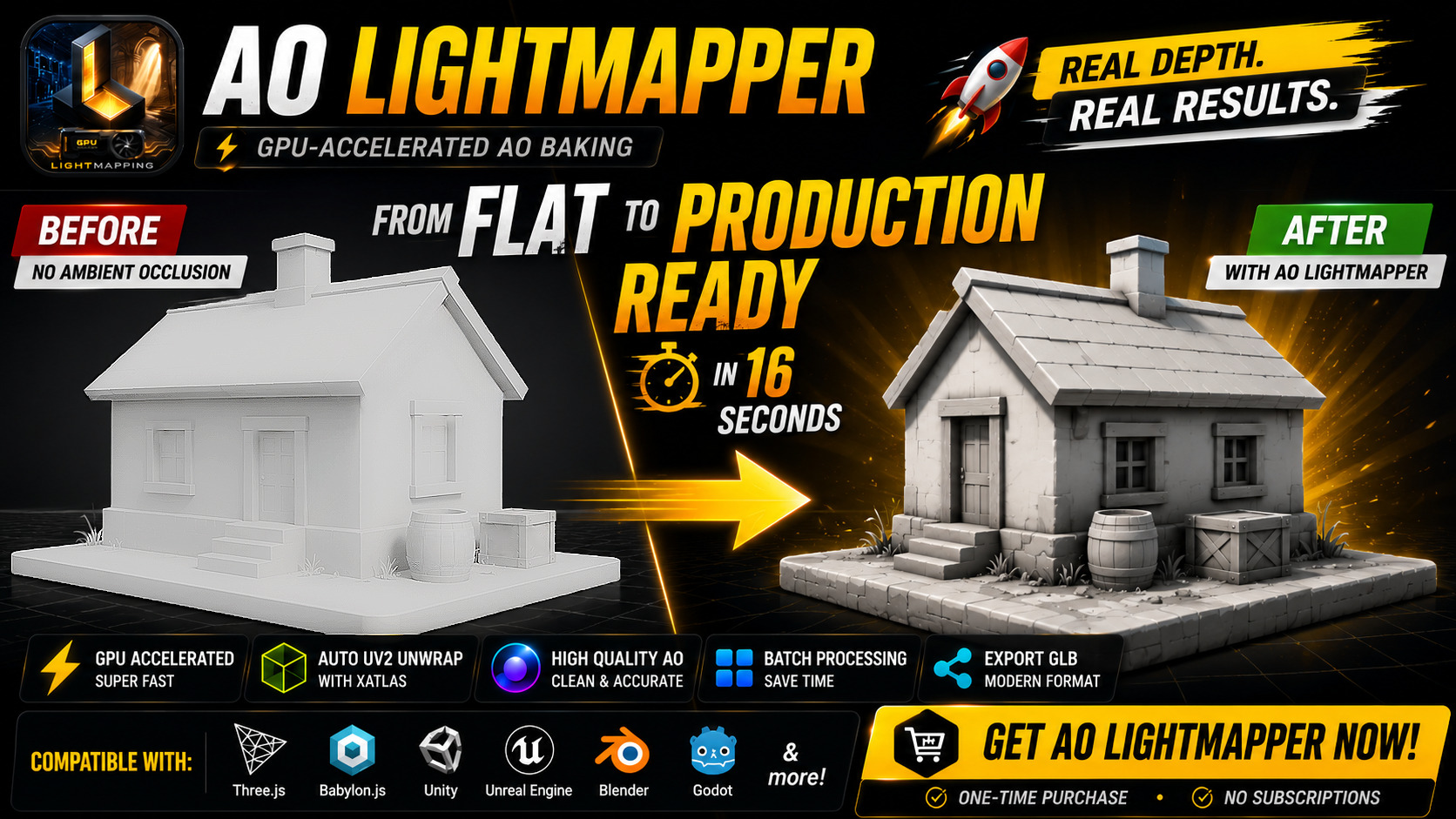AO Lightmapper - GPU AO Baker for GLB & FBX