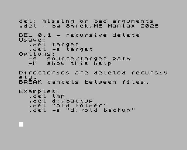 del - NextZXOS dot command for ZX Spectrum Next by shrek128