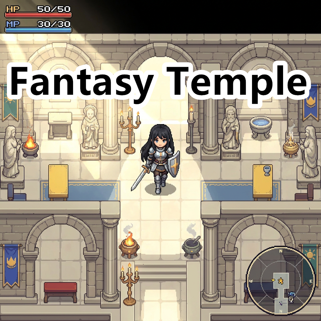 Medieval Fantasy Temple Pixel Art Tileset by Cute SCKR