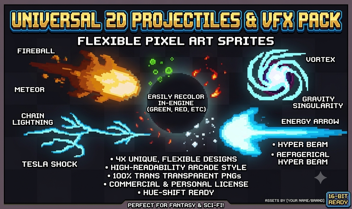 Universal 2d Projectiles & VFX pack by Aceru