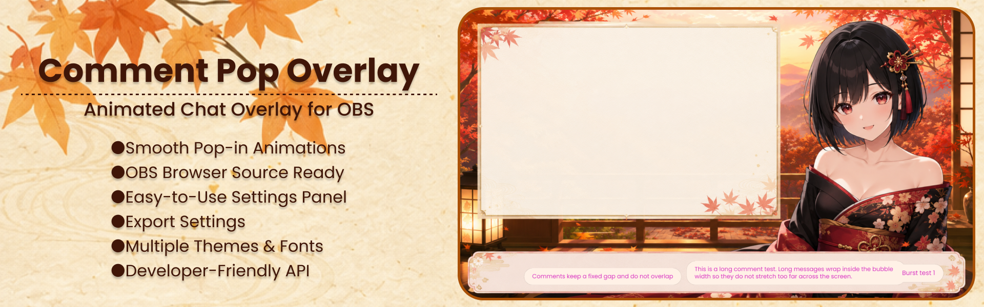 Comment Pop Overlay – Animated Chat Overlay for OBS