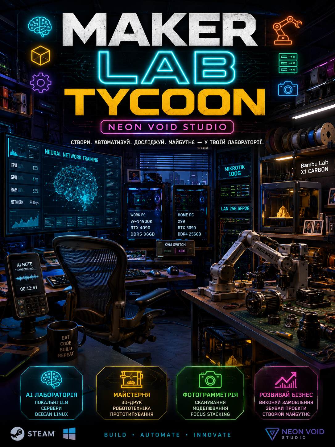 MAKER LAB TYCOON 🎮 by Neon Void Studio