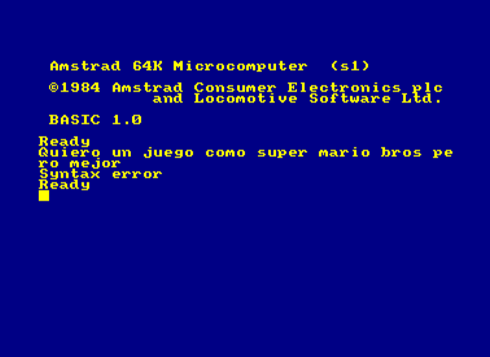 Syntax error Ready
