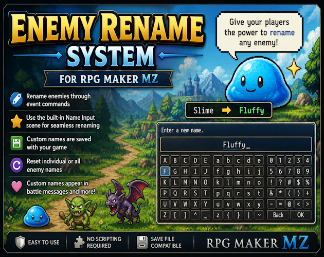 Enemy Rename System for RPG Maker MZ by Solohack3r Studios