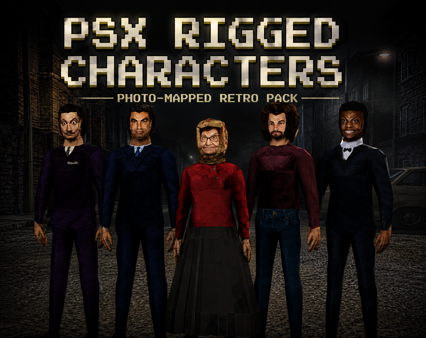 Ps1 Character Rig PSX Rigged characters : Photo-Mapped Retro Pack by Anwar2077