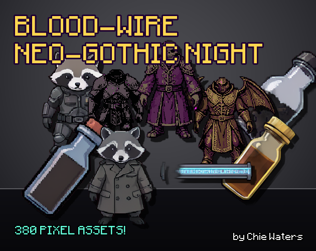 Blood-Wire: Neo-Gothic Night — 16-Bit Platformer Assets by Chie Waters