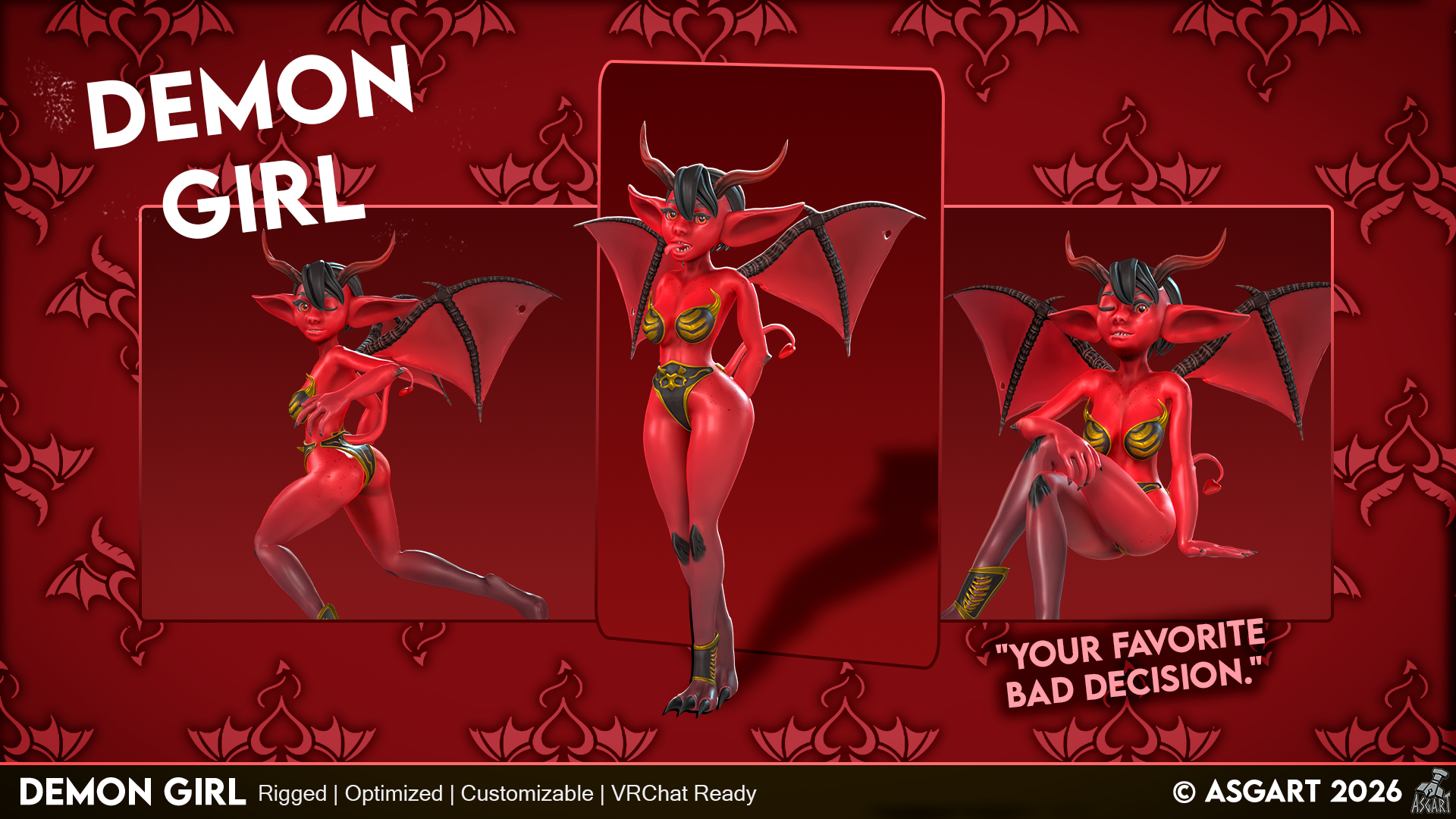 😈 Demon Girl 🔥 Stylized 3D Character | VRChat-Ready