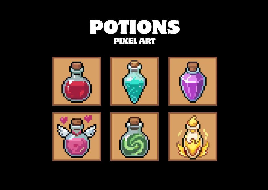Rpg Potions Pixel Art by Pixel-Banner