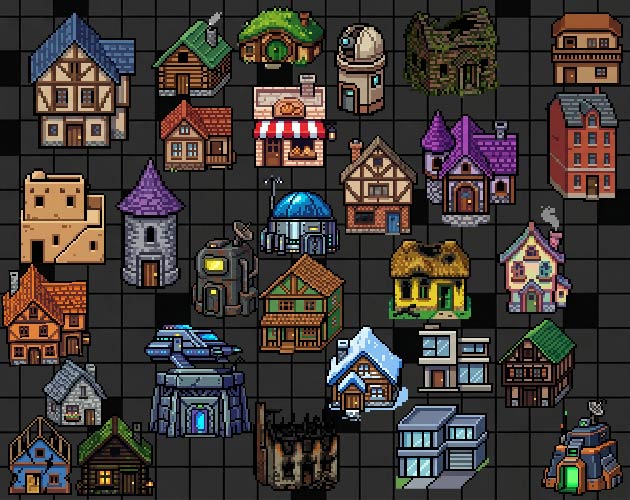 370+ pixel houses pack cover