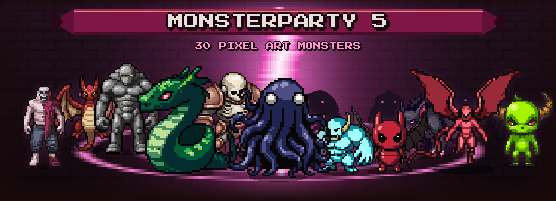 Monsterparty 5 — 30 64x64 Pixel Art Monster Sprites