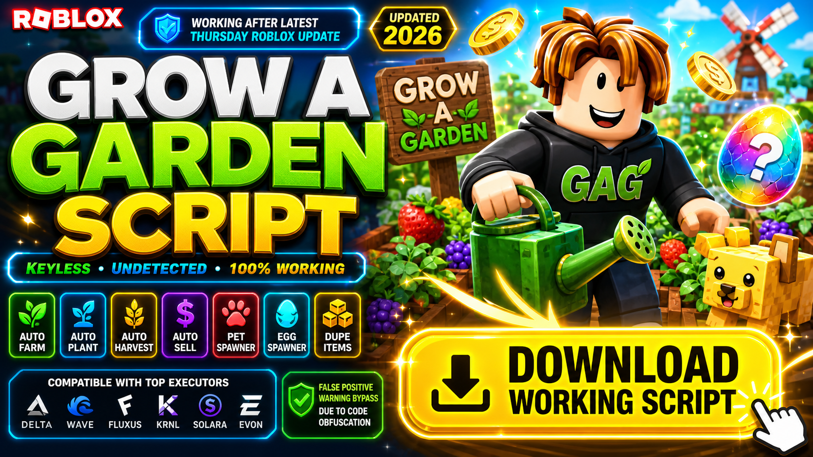 2026 Grow A Garden Script Keyless Auto Farm Spawner Itch Io 7LoTVB 
