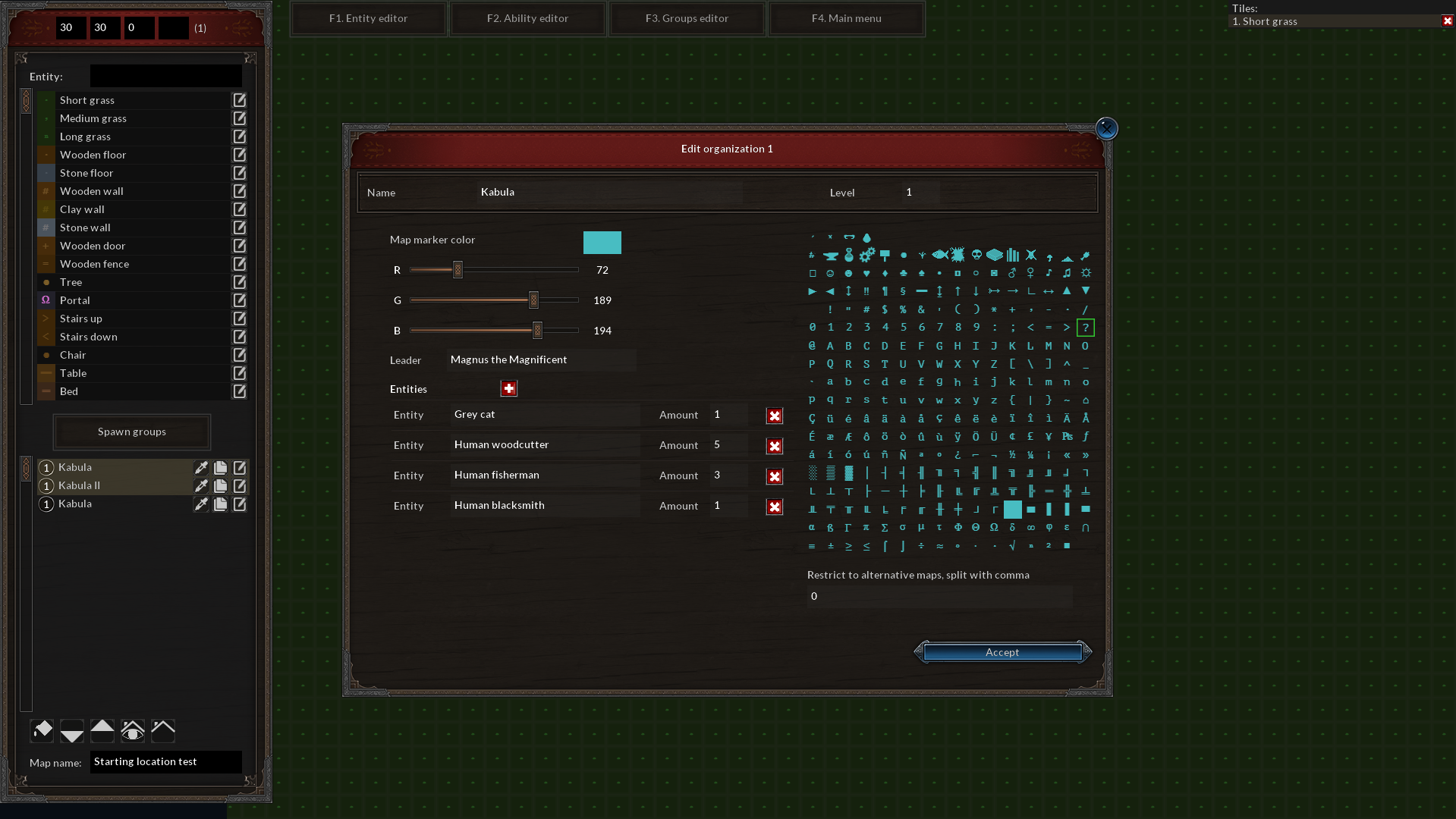 Spawn group editor