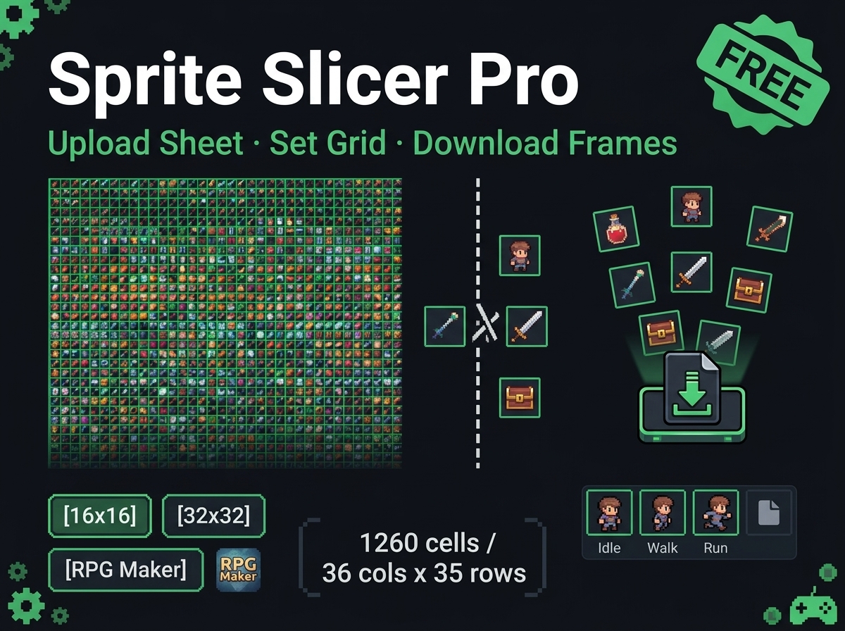 Sprite Slicer Pro - Free Browser Sprite Sheet Cutter by ORHstudio