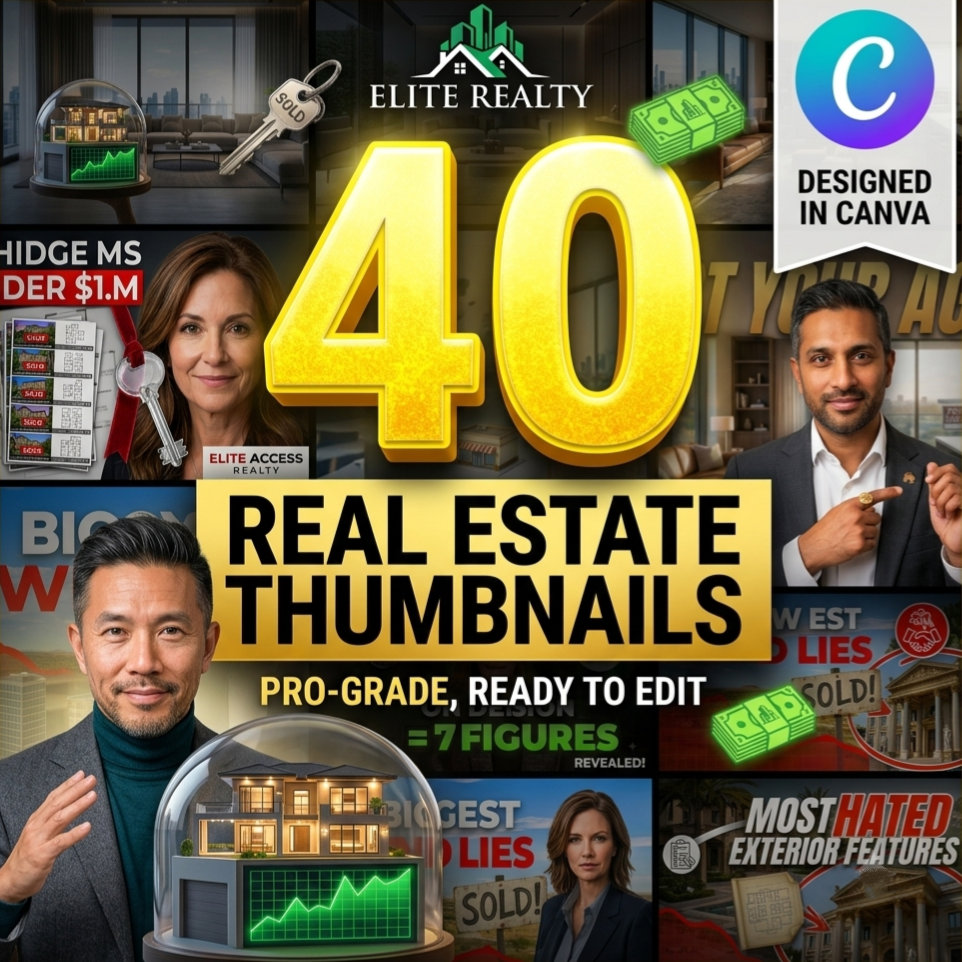 40 Real estate YouTube Thumbnail Template Canva Editable by Appsrer