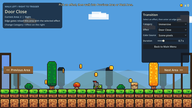 Door-close immersive transition captured from the Godot demo.