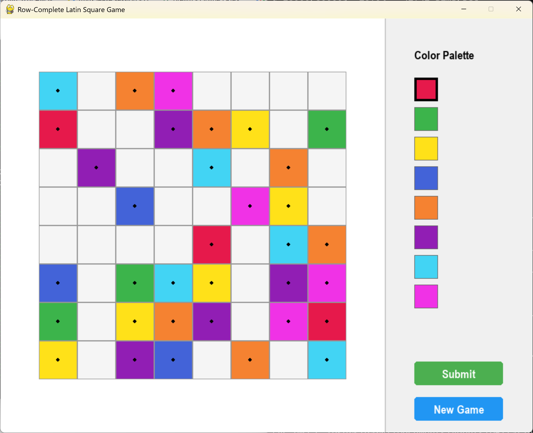 8x8 Row Complete Latin Square