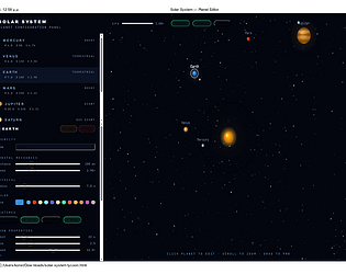 🌌 Solar System — Planet Editor