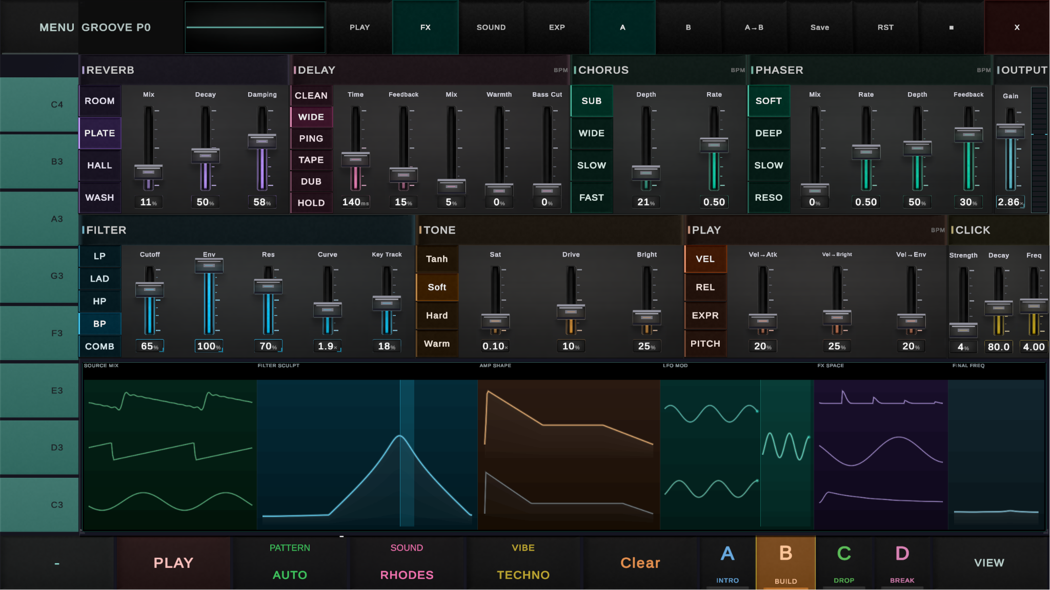 Groove Tab - Real time visualization row