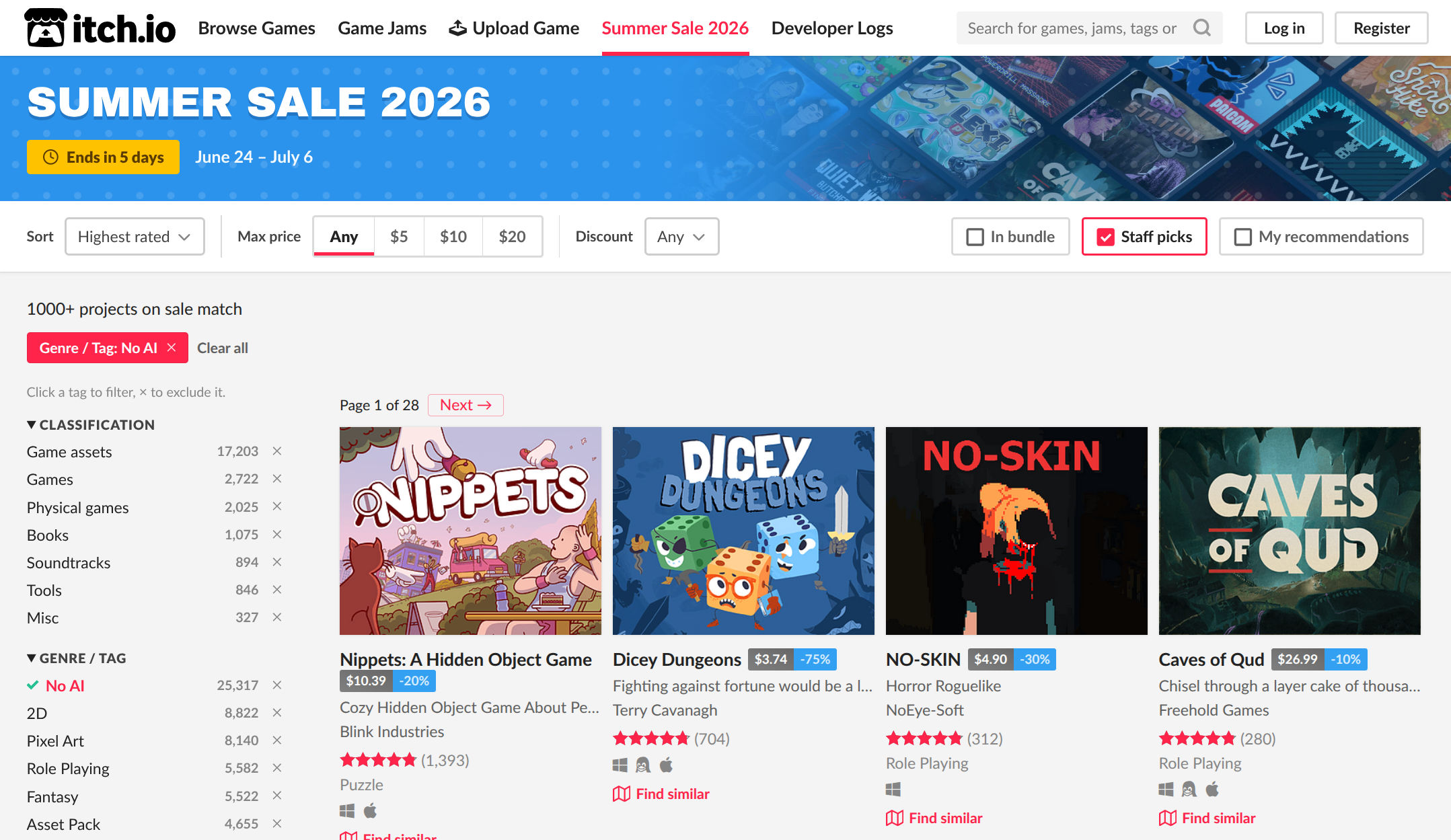 The itch.io Summer Sale 2026 is live!