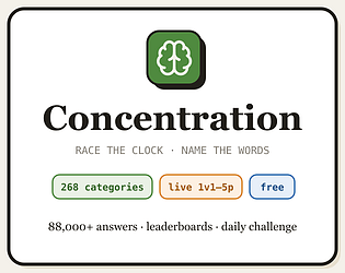 Concentration -  A memory recall game game screenshot
