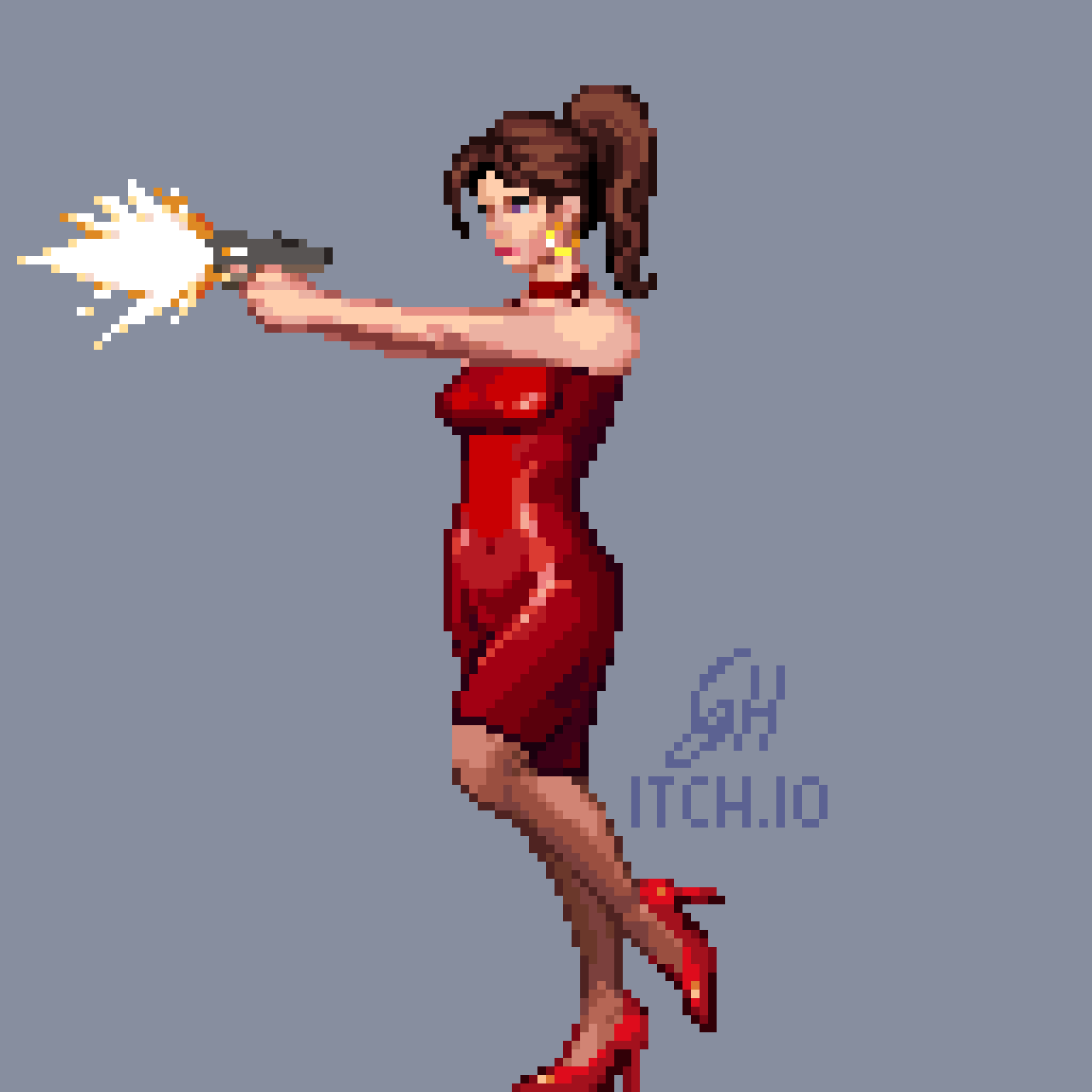 Pixel Art Female Character - 128px by GandalfHardcore