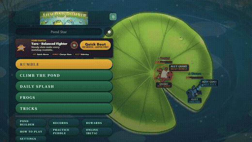 Lily Pad Rumble menu