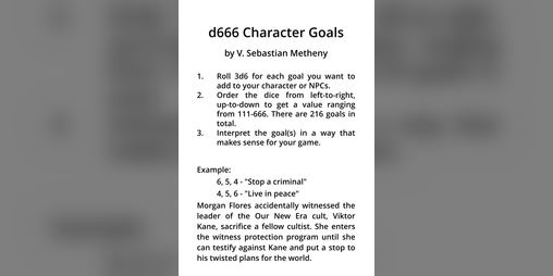 Cover image for d666 Character Goals