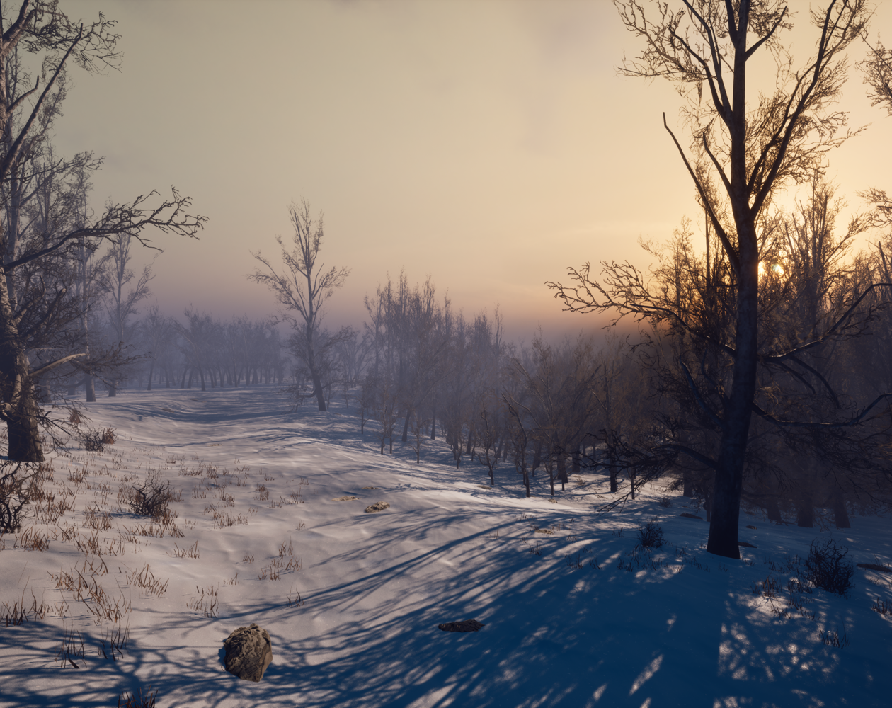 A snowy morning in Unreal