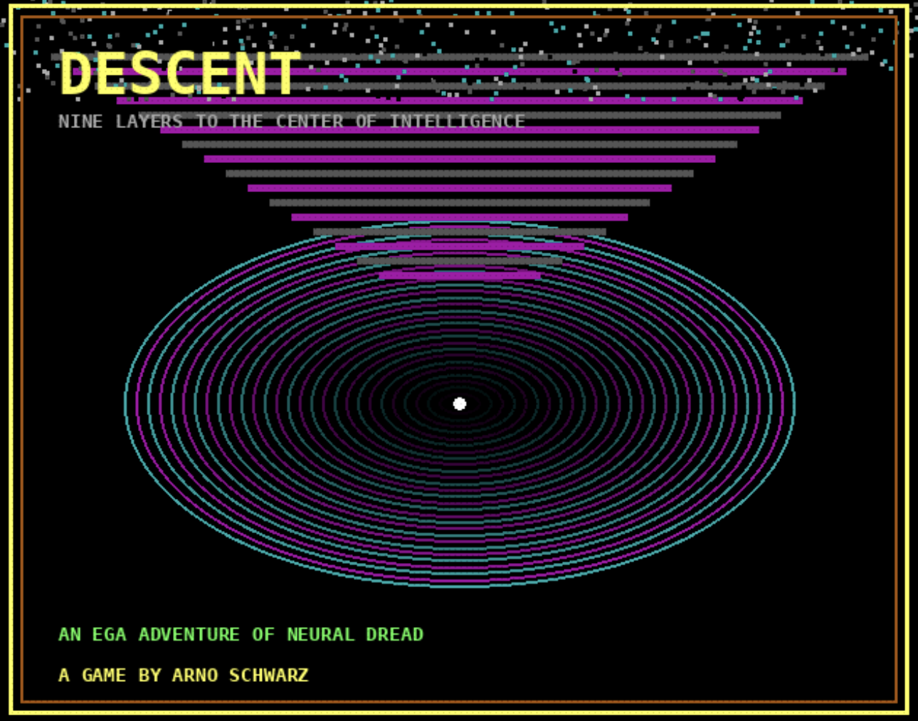 Descent – EGA point-and-click game set inside a neural network's hidden layers
