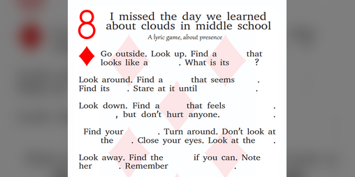 Cover image for I missed the day we learned about clouds in middle school (A 52/52/52 Lyric Game)