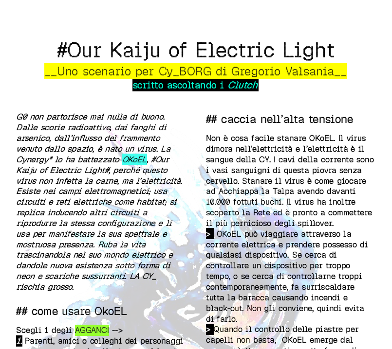 Cover image for Our Kaiju of Electric Light - Uno scenario cyberpunk