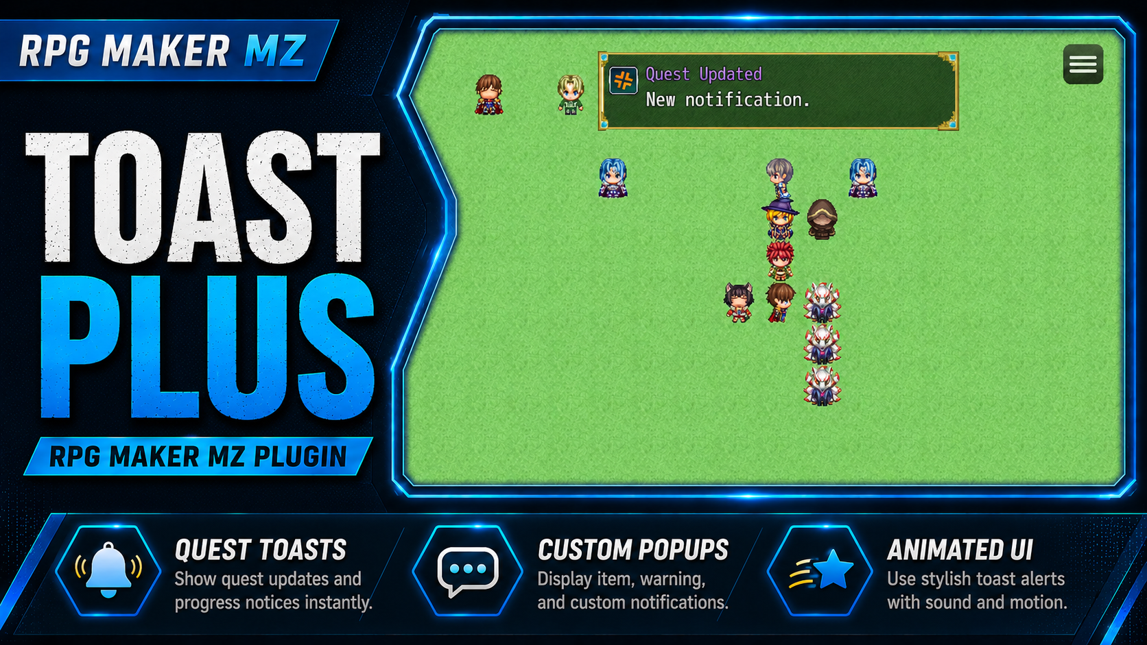 RPG Maker MZ Plugin: CT ToastPlus – Modern Popup Notifications