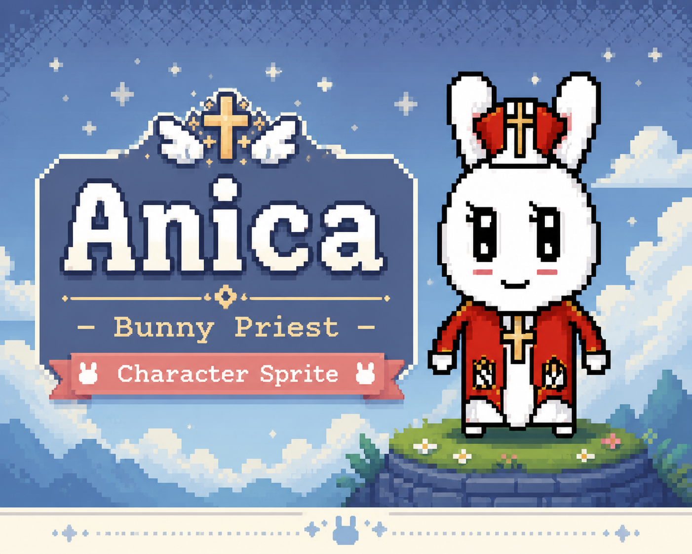 Anica - Bunny Priest Character Sprite | 16-Bit Pixel Art