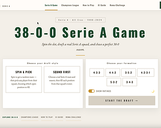 38-0-0 Serie A Game — Draft Your Ultimate XI Online