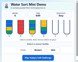 Daily Water Sort Challenge - Mini Demo [Free] [Puzzle]