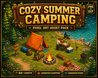 Animated Cozy Summer Camping – Pixel Art Asset Pack [25% Off] [$1.83]