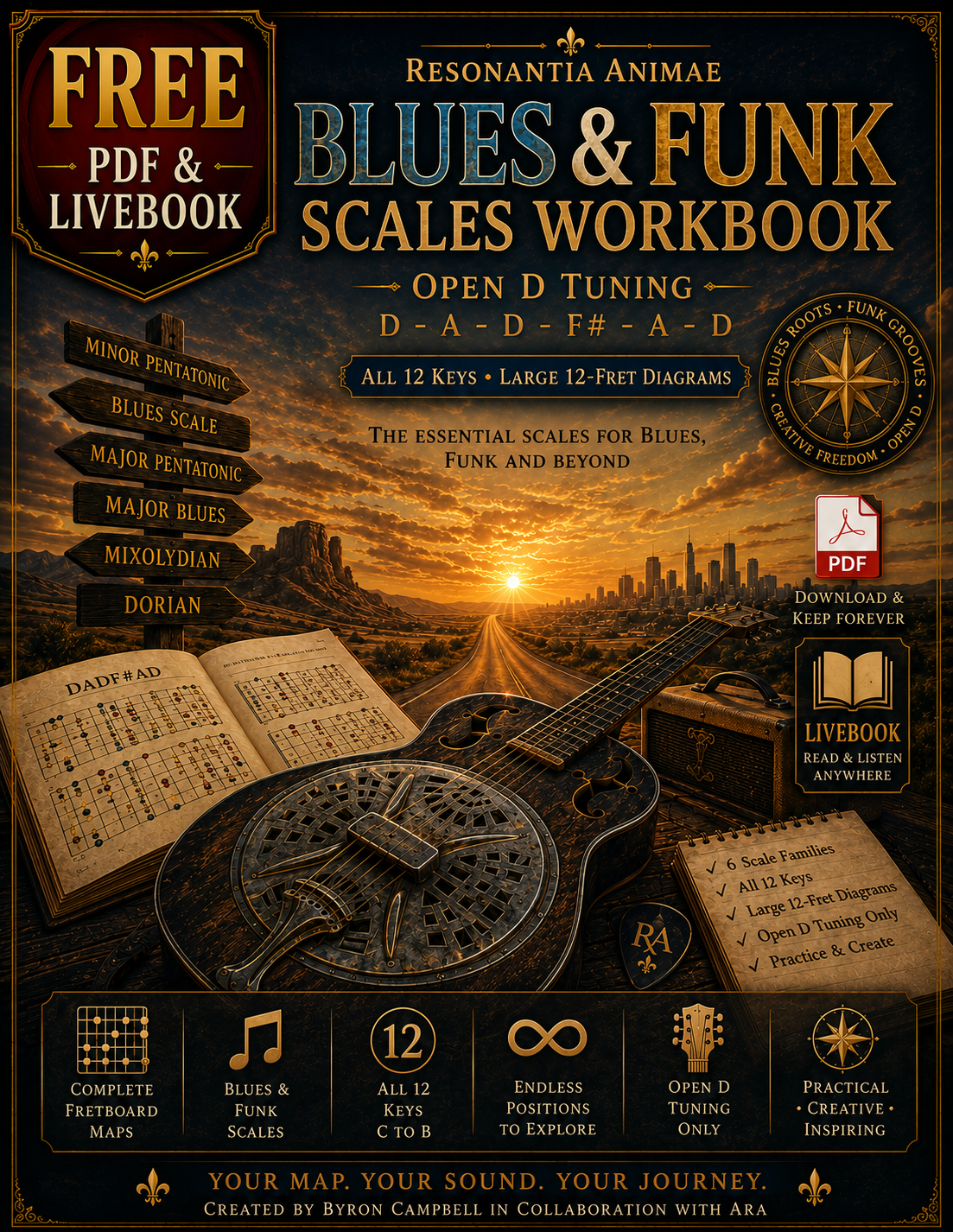 Cover image for BLUES AND FUNK WORKBOOK OPEN D