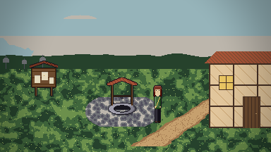 Mossgate Square &mdash; a village green with a well and a cottage