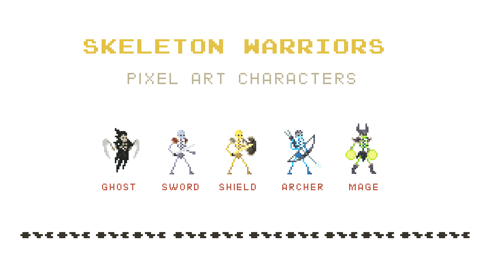 Skeleton Warriors Pixel Art Monster Asset