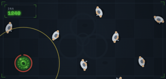 A chain of four infections: the virus jumps from body to body across the ward, the multiplier climbing, contamination marking the route, and the bodies it used dropping behind it.