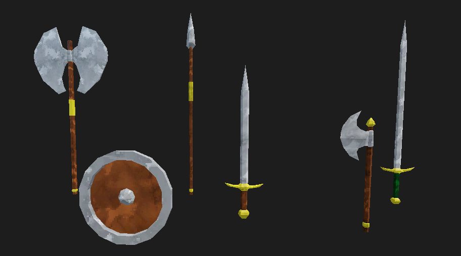 PSX style low-poly medieval weapons pack