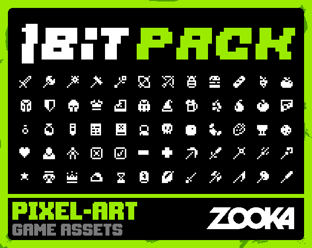 New PATTERNS, ICONS & TILES - Pico8 - 1BIT [8x8] by Studio Zooka
