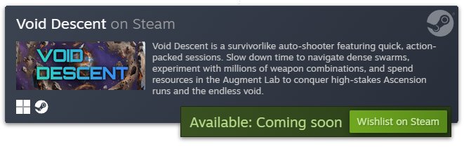 Wishlist Void Descent on Steam!