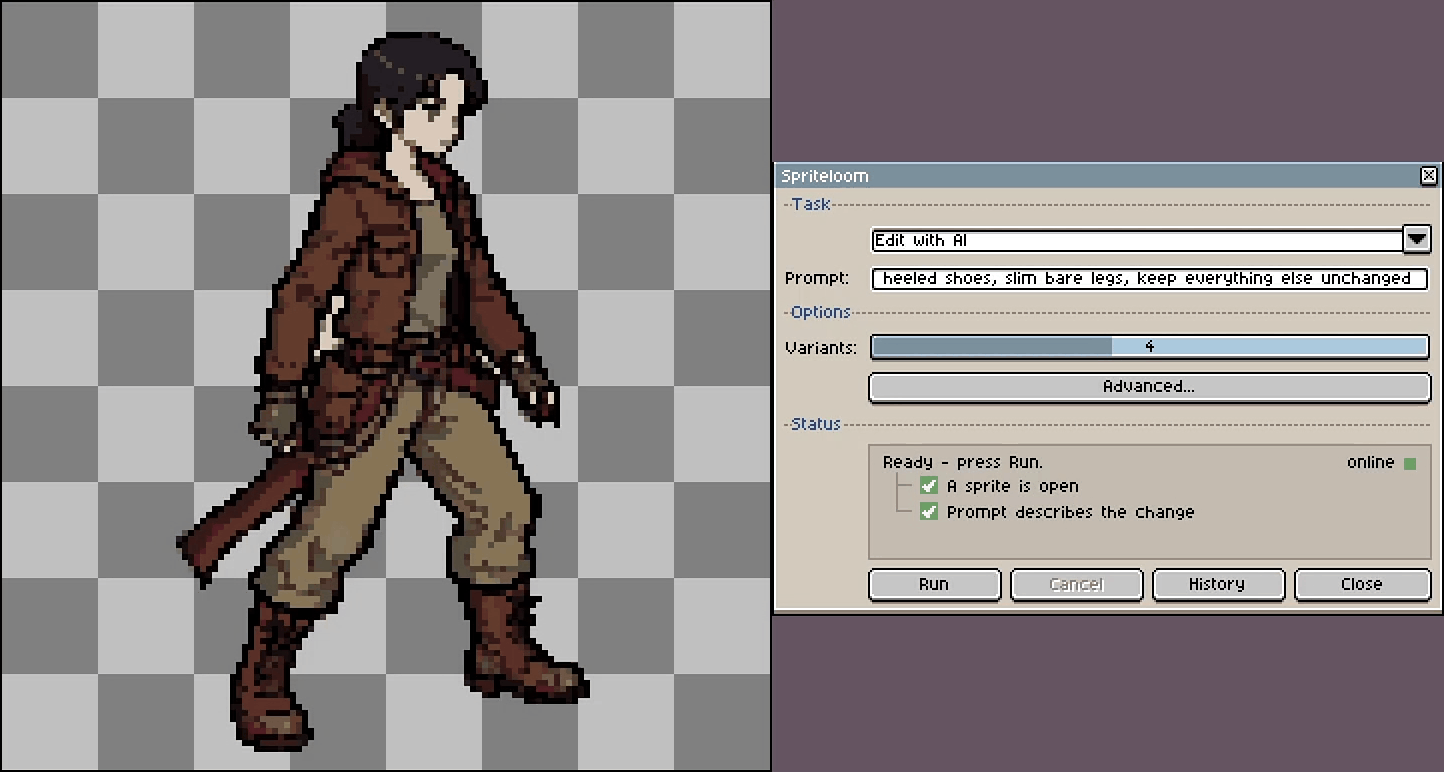 Edit with AI: change a sprite by instruction