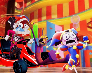 Caine runs over the members of the Digital Circus. [Free] [Racing]