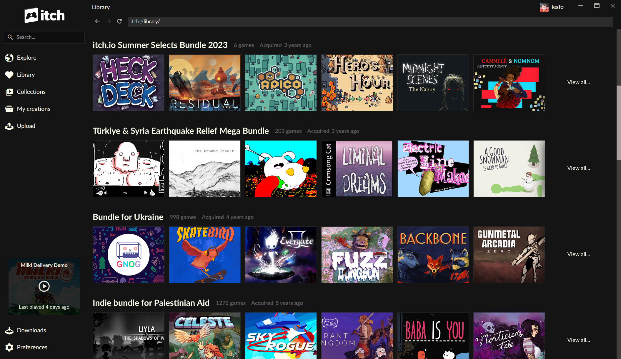Screenshot of library