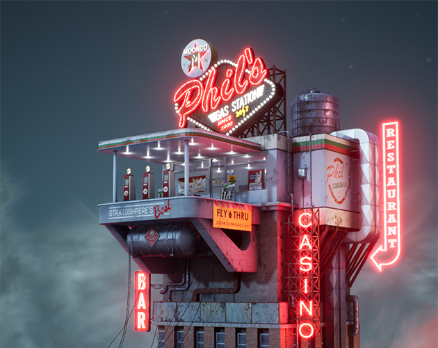 Phil's gas station by Kiril Zangagolev for SFASX Environment Art itch.io